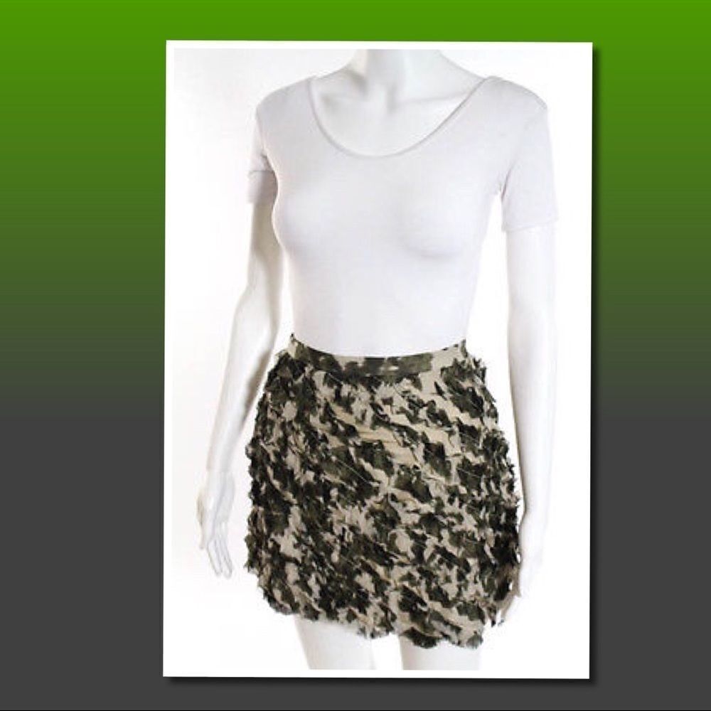 J. Crew Multi-Color Abstract Ruffled Skirt Sz 0 - Picture 2 of 6